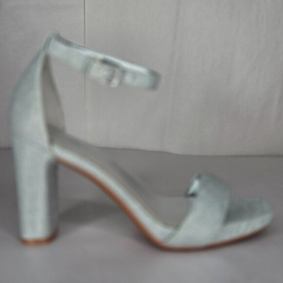 NWT Naturalizer Women's Joy Silver Glitter Dress Sandals Heels - Picture 2 of 7